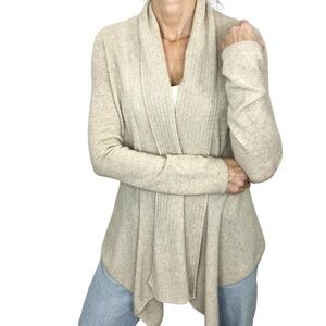 Rino Rossi 100% cashmere beige open front waterfall cardigan sweater S